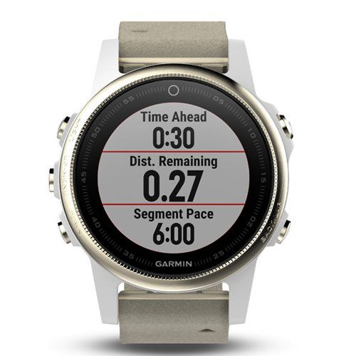 Часы Garmin (Гармин) FENIX 5S SAPPHIRE золотистые с замшевым ремешком | Мототека